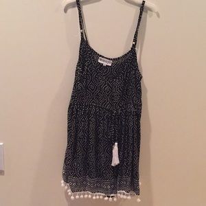 Black and white polka dotted romper